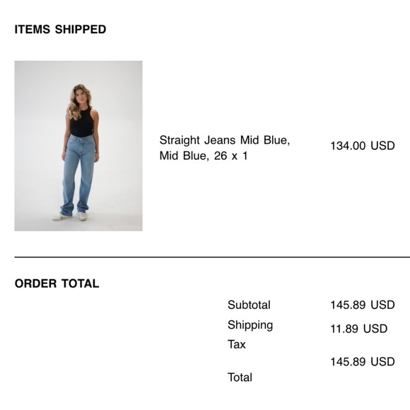 Djerf Avenue Straight Jeans Mid Blue Size 26 - Picture 2 of 7